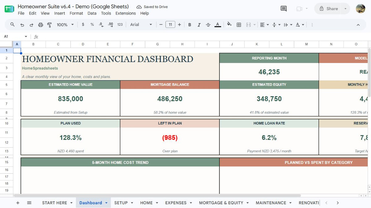 Homeowner Suite Demo workbook preview